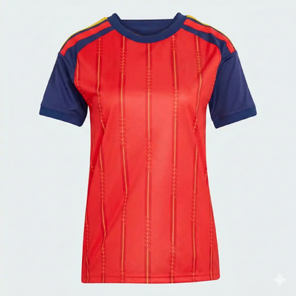 Camiseta Deportiva para Mujer Roja con Mangas Azul Marino ES-2026