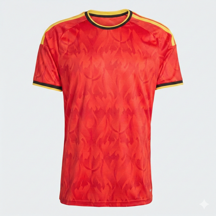 Camiseta Deportiva para Hombre Roja con Estampado Texturizado y Detalles en Amarillo BE-2026