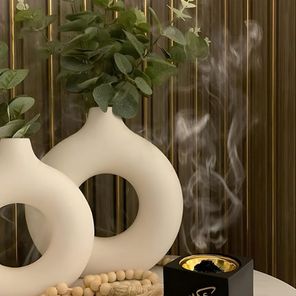 Vaso Decorativo para sala de Cerámica Rosquilla 2 piezas