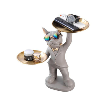 Estatua Bulldog Francés Soporte Doble