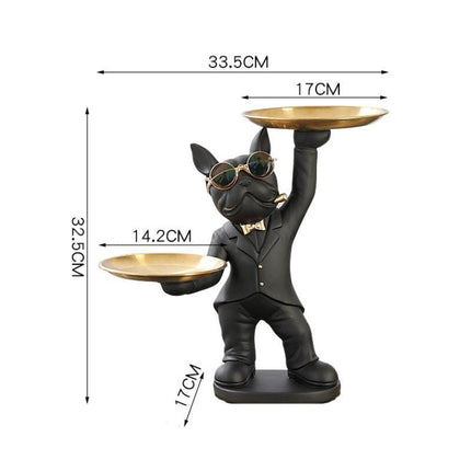 Estatua Bulldog Francés Soporte Doble