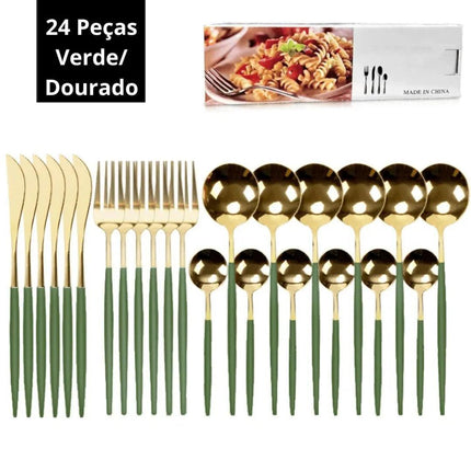 Juego de Cucharas y Cuchillos Faqueiro in Acero inoxidable Completo 24 piezas
