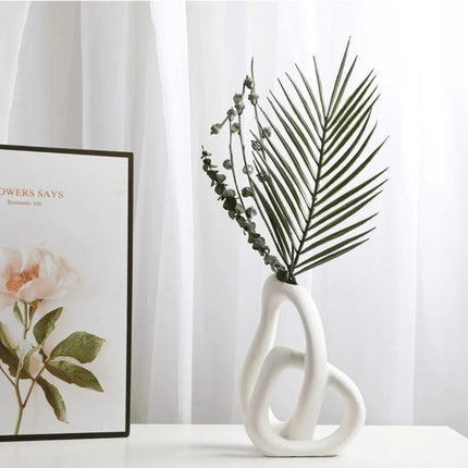 Vaso decorativo para sala de cerámica 2 piezas in 1