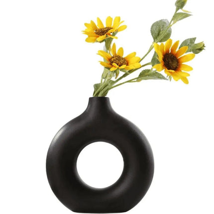 Vaso Decorativo para sala de Cerámica Rosquilla 2 piezas